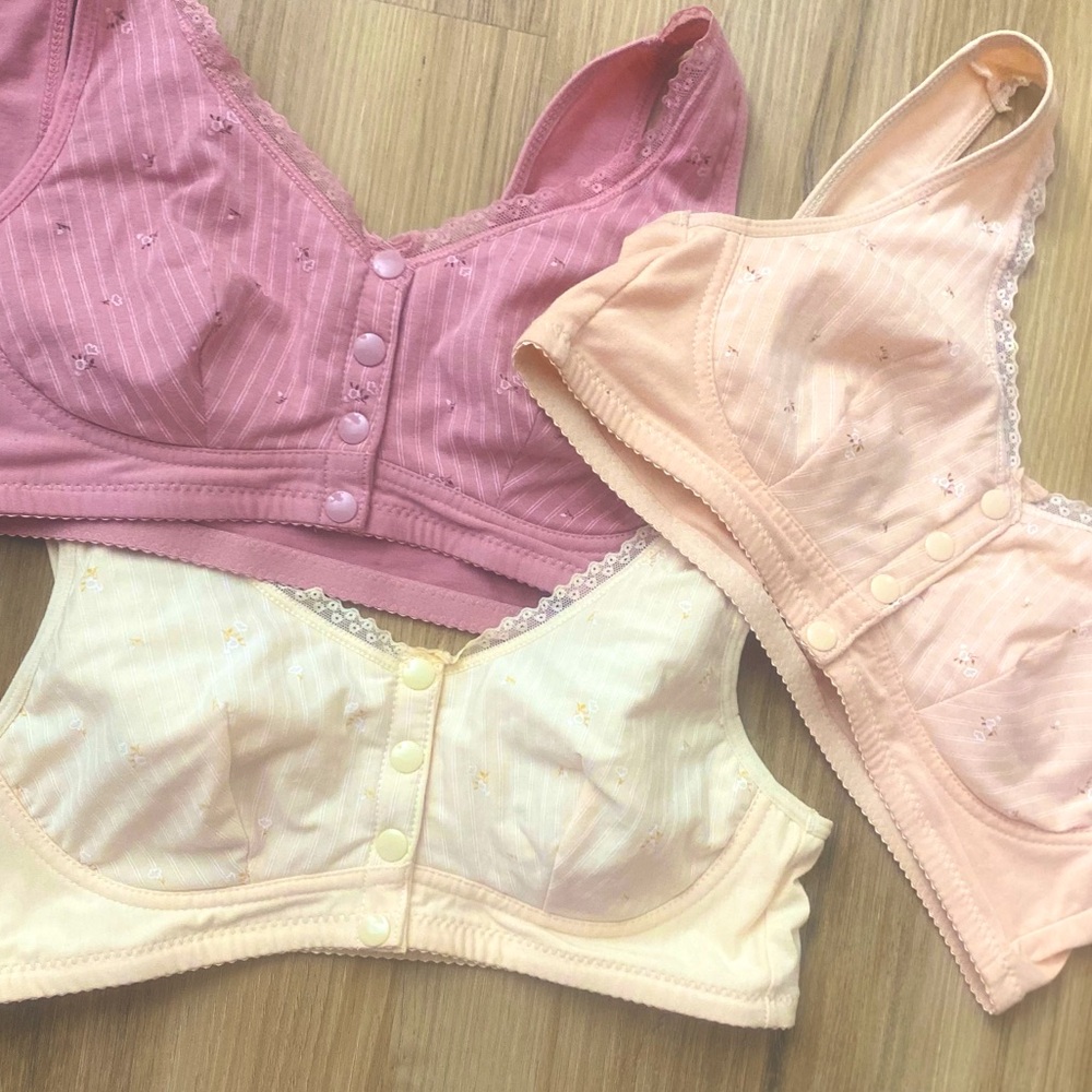❤️❤️ 3 MOONMALLS Front Closure Bras Wireless Cotton Ultra Soft Cup Underwear